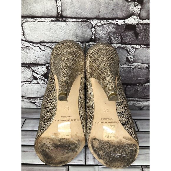 Sigerson Morrison Gold Leather Peep Toe Ankle Strap Dress Heels Women 8.5US/39EU - Picture 16 of 16